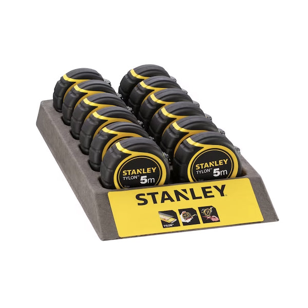 Mètres rubans TYLON - Boîtier ABS antichoc - (Pack de 12 pcs) - Mètre ruban 5m ou 8m - Ruban de 19mm à 25mm - STANLEY - (Pack multiple) Mètres rubans TYLON - Boîtier ABS antichoc - (Pack de 12 pcs) - Mètre ruban 5m ou 8m - Ruban de 19mm à 25mm - STANLEY - (Pack multiple)